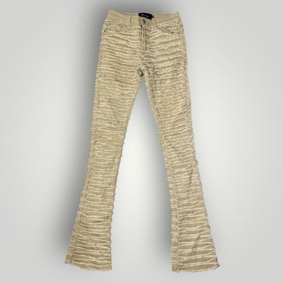 Guapi Sand Brown Spiderweb Denim Stacked Jeans sz 28, L37 - Picture 1 of 8